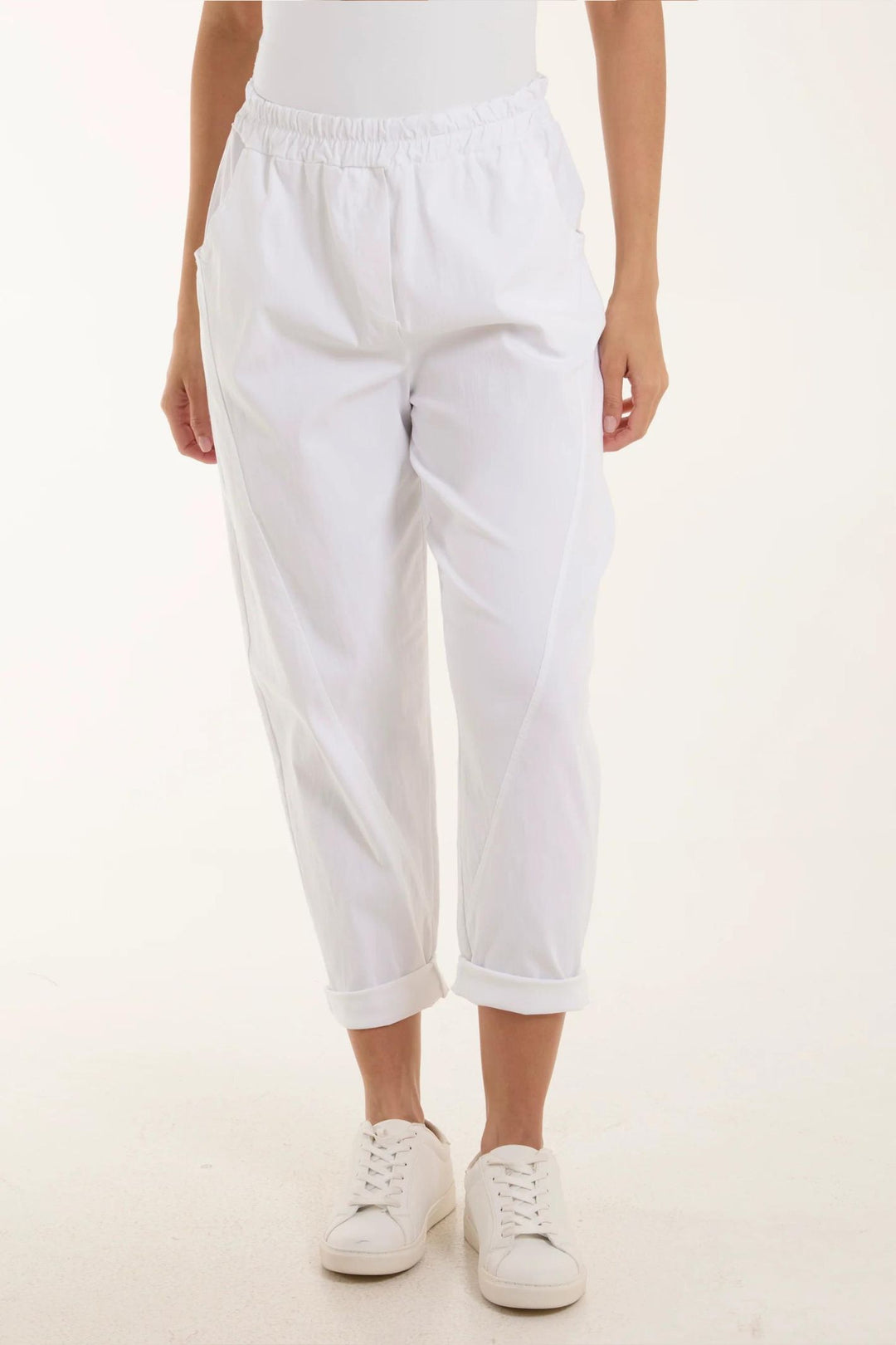 White Contour Detail Stretch Pull-On Trousers XL