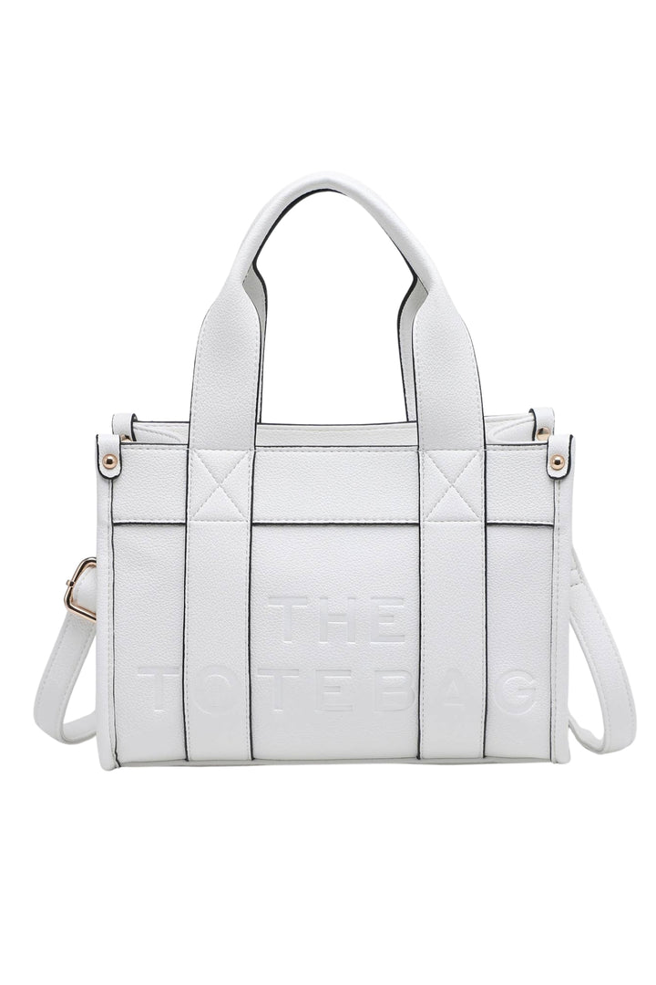 White Faux Leather Tote Bag