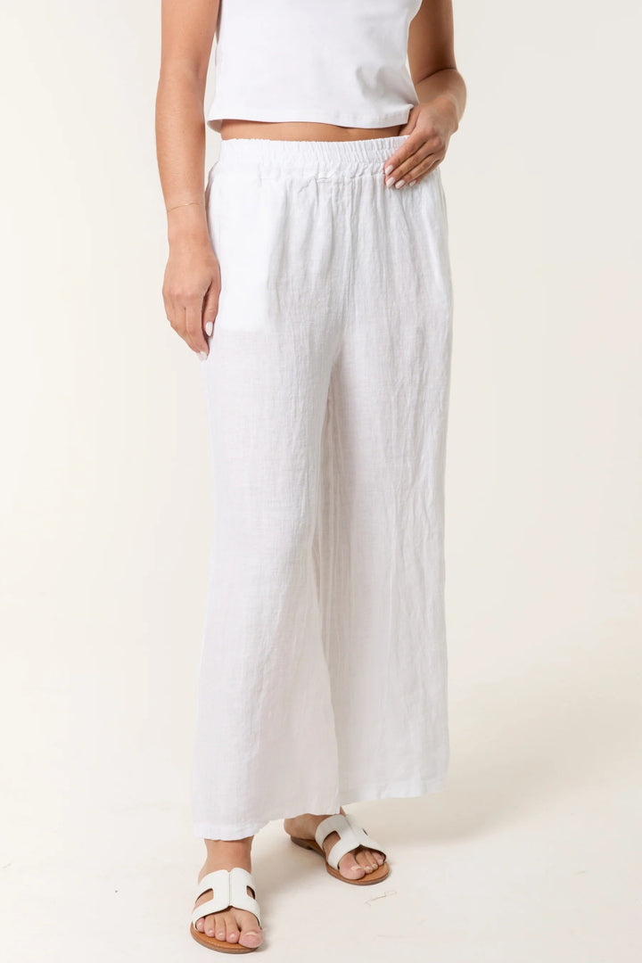 White Wide Leg Pure Pull-On Trousers