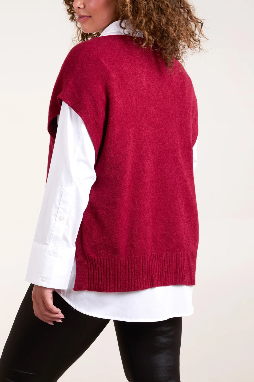 Wine V-Neck Super Soft Over Jumper
