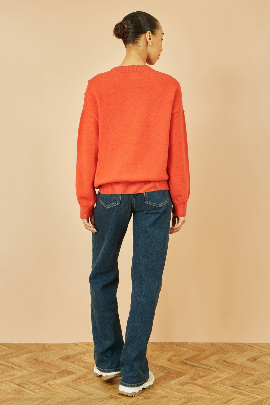 Yumi Orange Heart Knit Relaxed Jumper