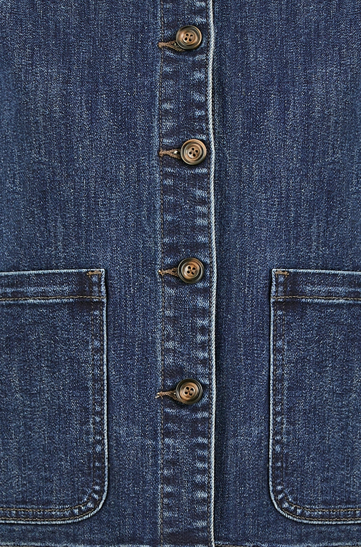Yumi Blue Denim Jacket With Patch Pockets