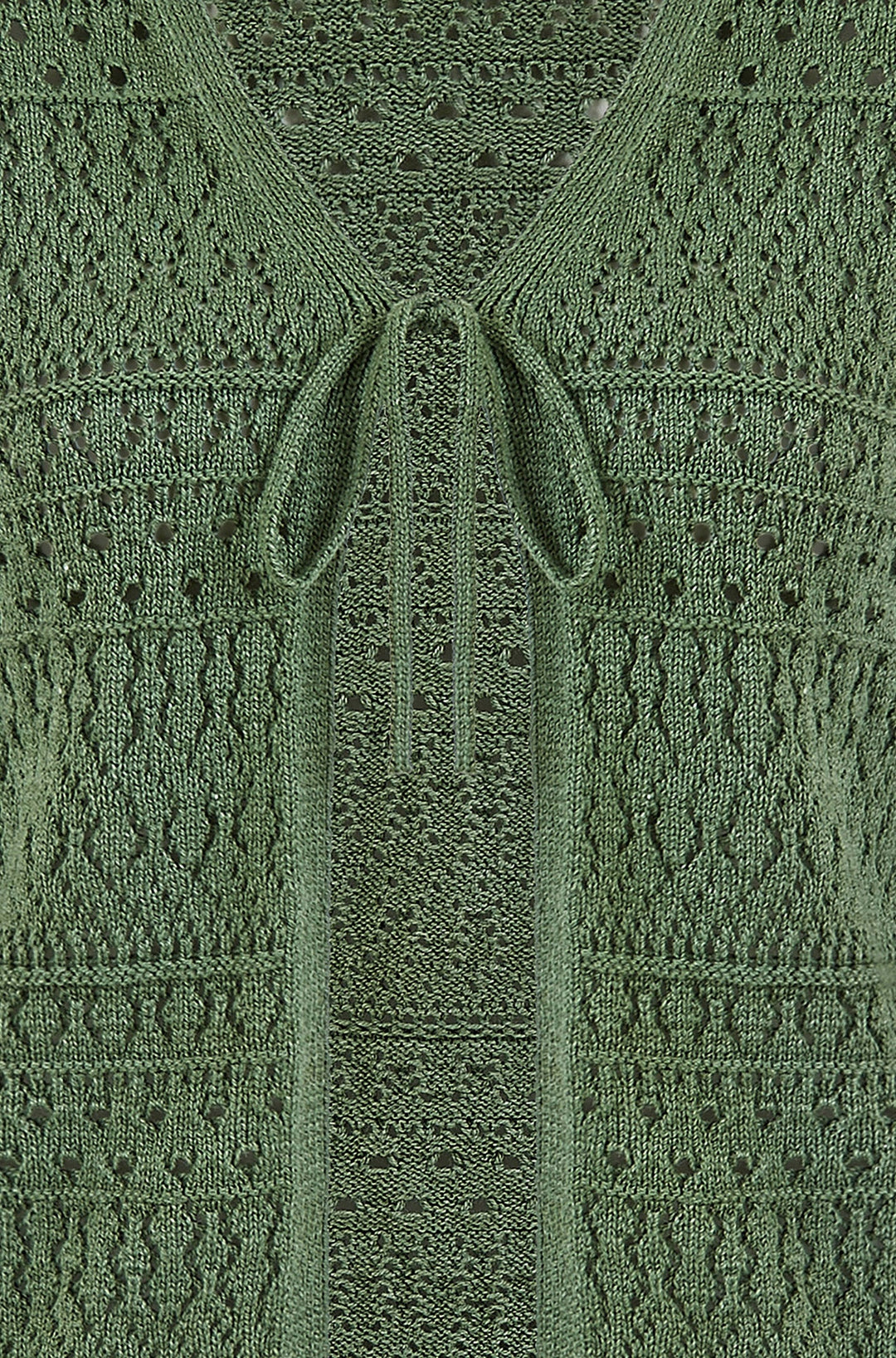 Yumi Green Crochet Tie Front Cardigan