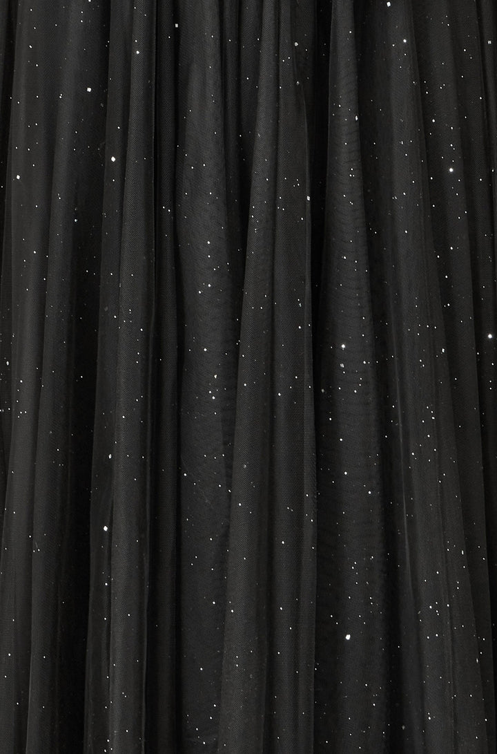 Yumi Black Sparkle Mesh Tulle Skirt With Satin Bow