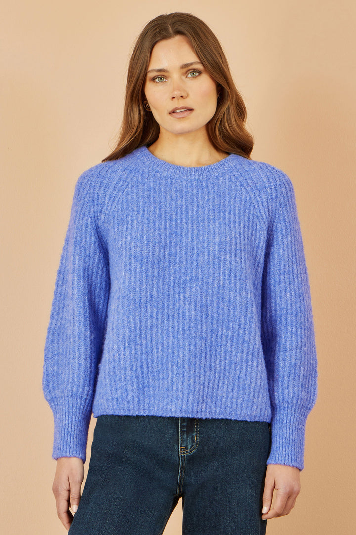 Yumi Blue Knitted Relax Fit Jumper