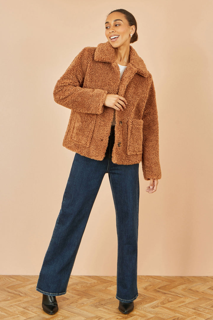 Yumi Brown Short Teddy Bear Jacket