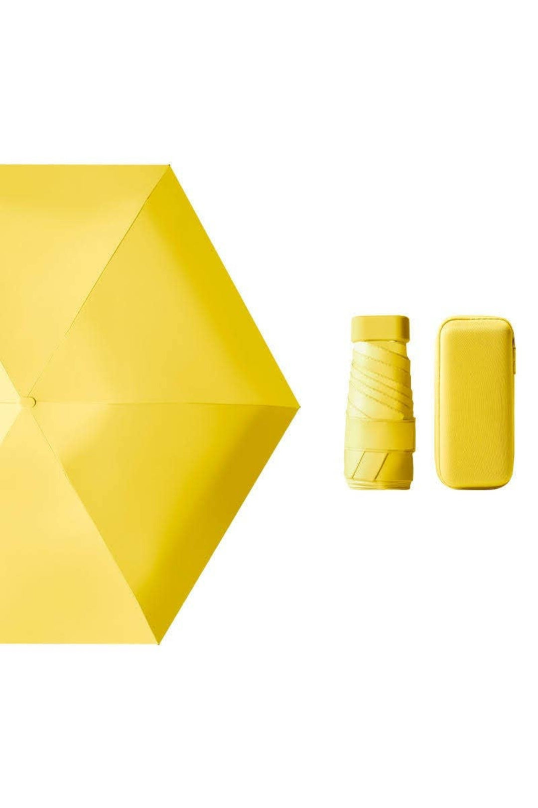 Yellow Mini Pocket Size UV Protected Umbrella with Free Case