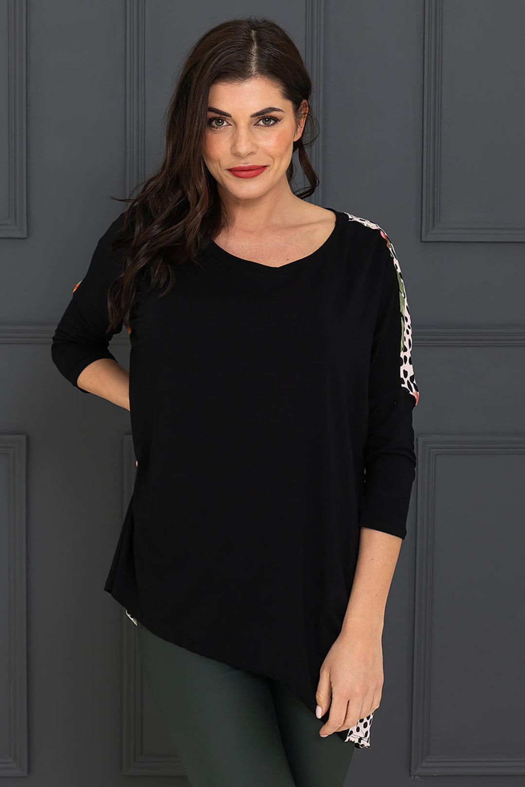 A Postcard From Brighton Exotic Bloom Flirty Black Floral Print Top - Experience Boutique