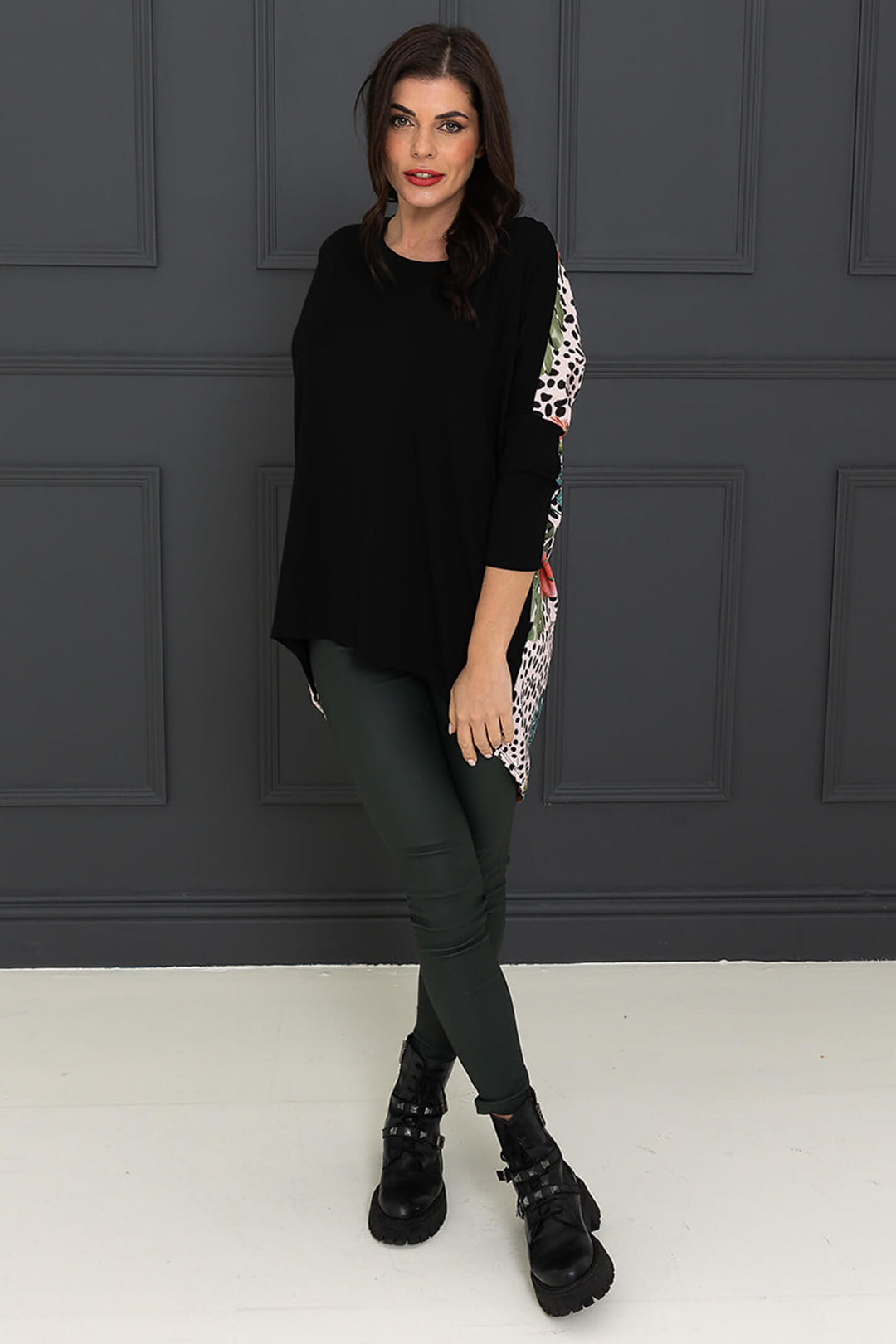 A Postcard From Brighton Exotic Bloom Flirty Black Floral Print Top - Experience Boutique