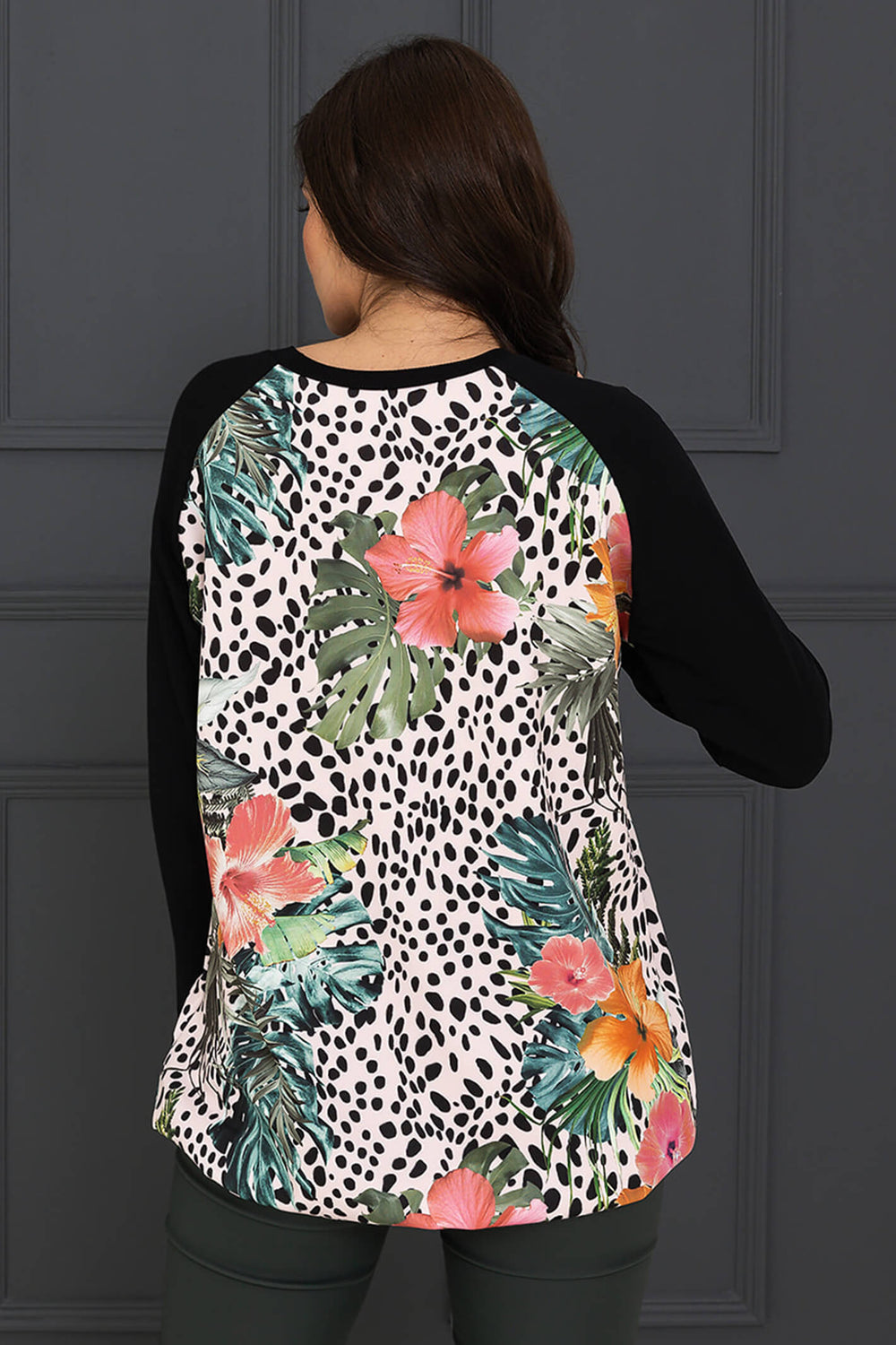 A Postcard From Brighton Exotic Bloom Flo Black Floral Print Long Top - Experience Boutique
