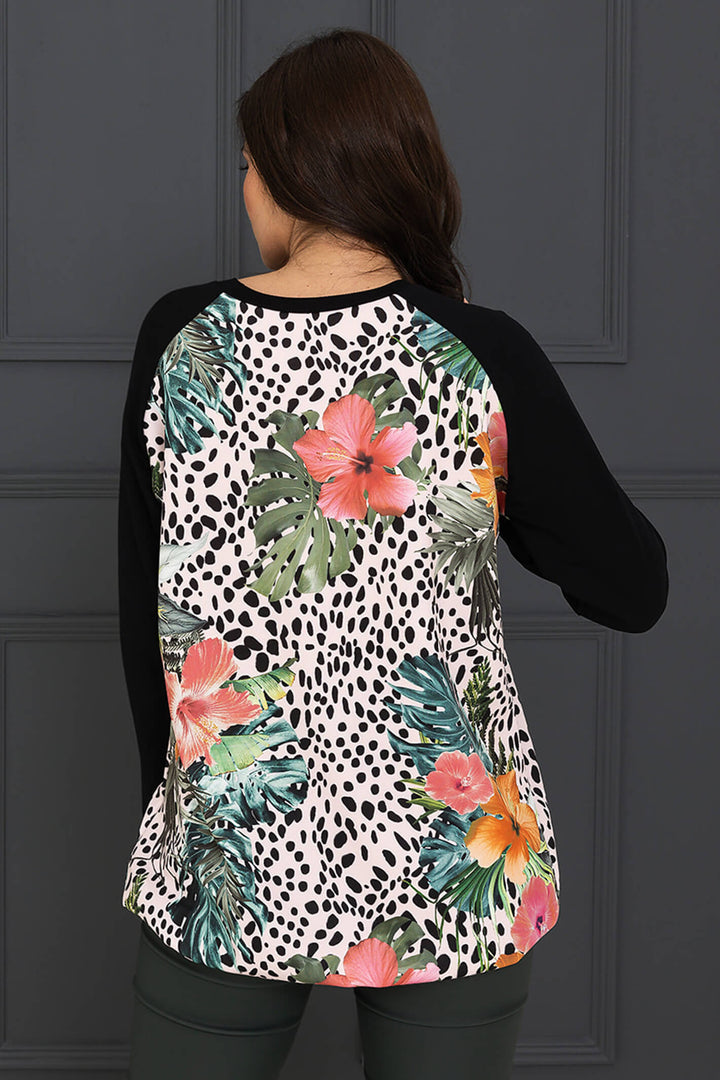A Postcard From Brighton Exotic Bloom Flo Black Floral Print Long Top - Experience Boutique