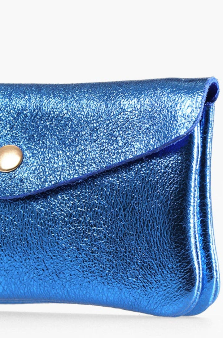 Metallic Blue Medium Leather Coin Purse