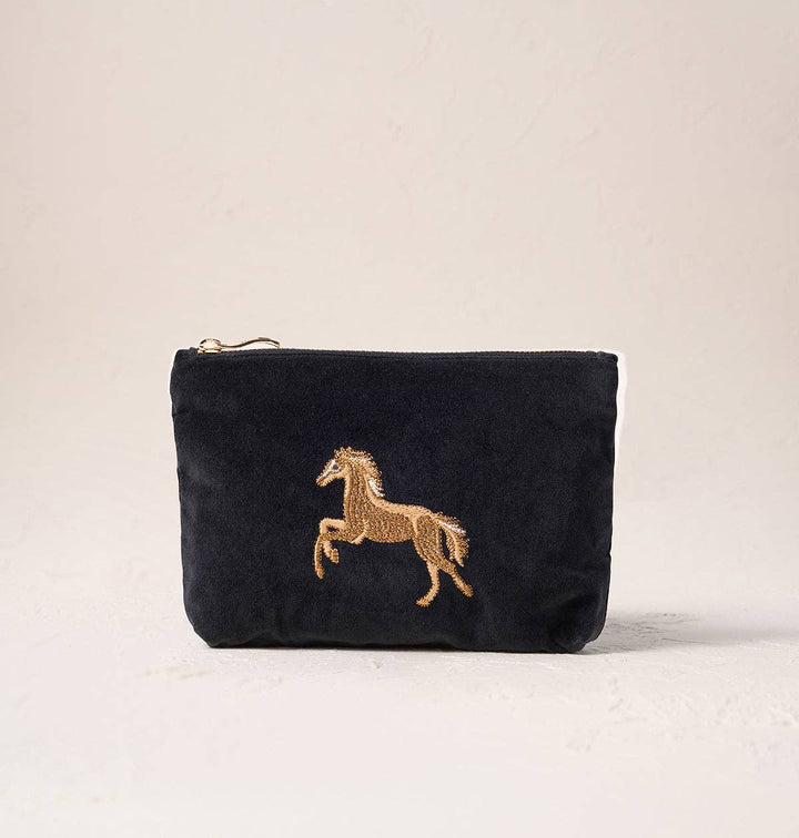 Elizabeth Scarlett Charcoal Wild Horses Mini Pouch