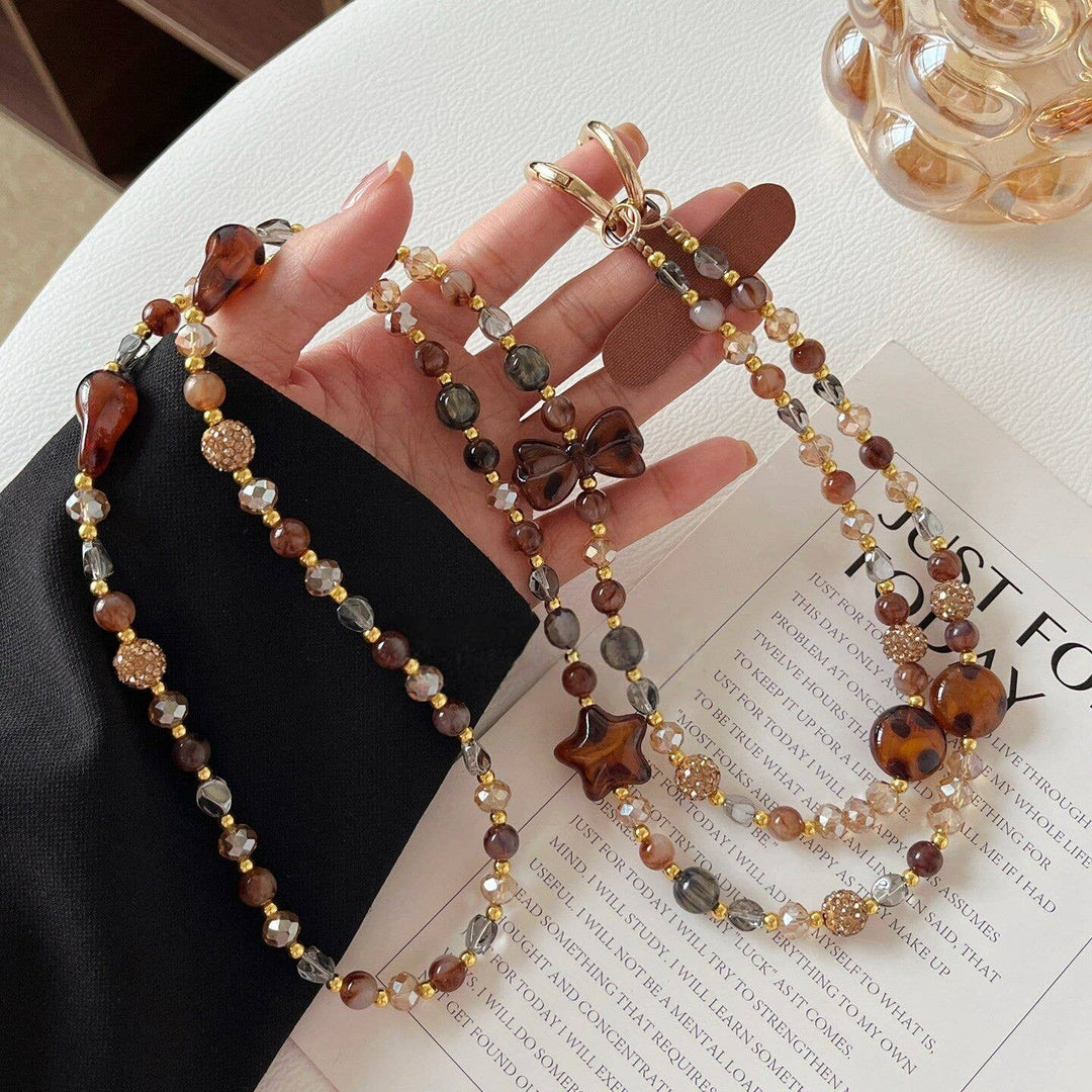 Amber Crystal Beaded Phone Chain