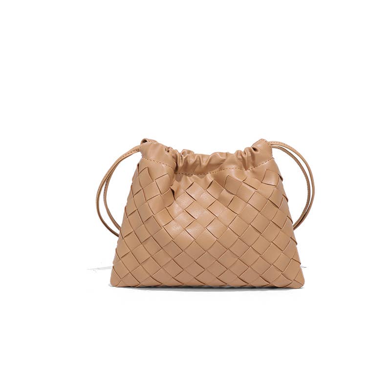 Tan Drawstring Pouch Shoulder Bag