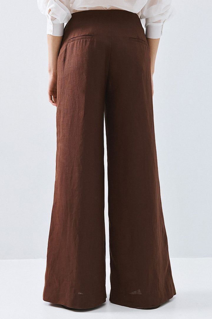 Access 63-5007-171 Coffee Brown Pleat Front Wide Leg Trousers