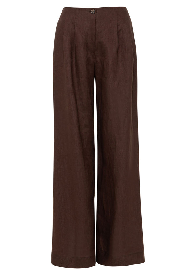Access 63-5007-171 Coffee Brown Pleat Front Wide Leg Trousers