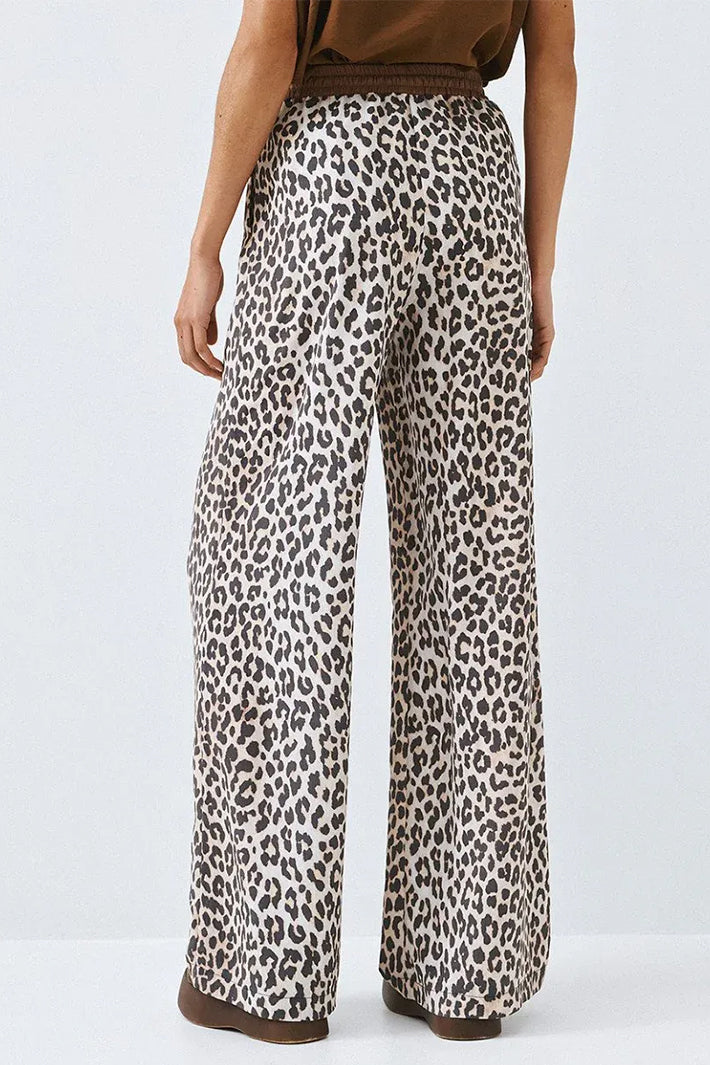 Access 63-5026-0007 Brown Leopard Print Tie-Waist Trousers