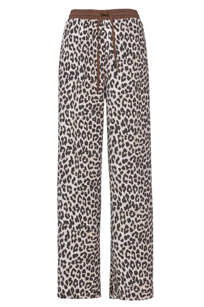 Access 63-5026-0007 Brown Leopard Print Tie-Waist Trousers