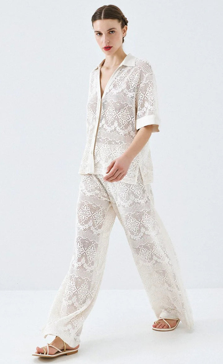 Access 63-5065-202 Vanilla Lace Wide Leg Trousers