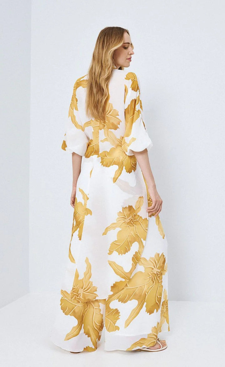 Access 63-7056-0042 Yellow Gold Leaf Print 2 Ways Shirt