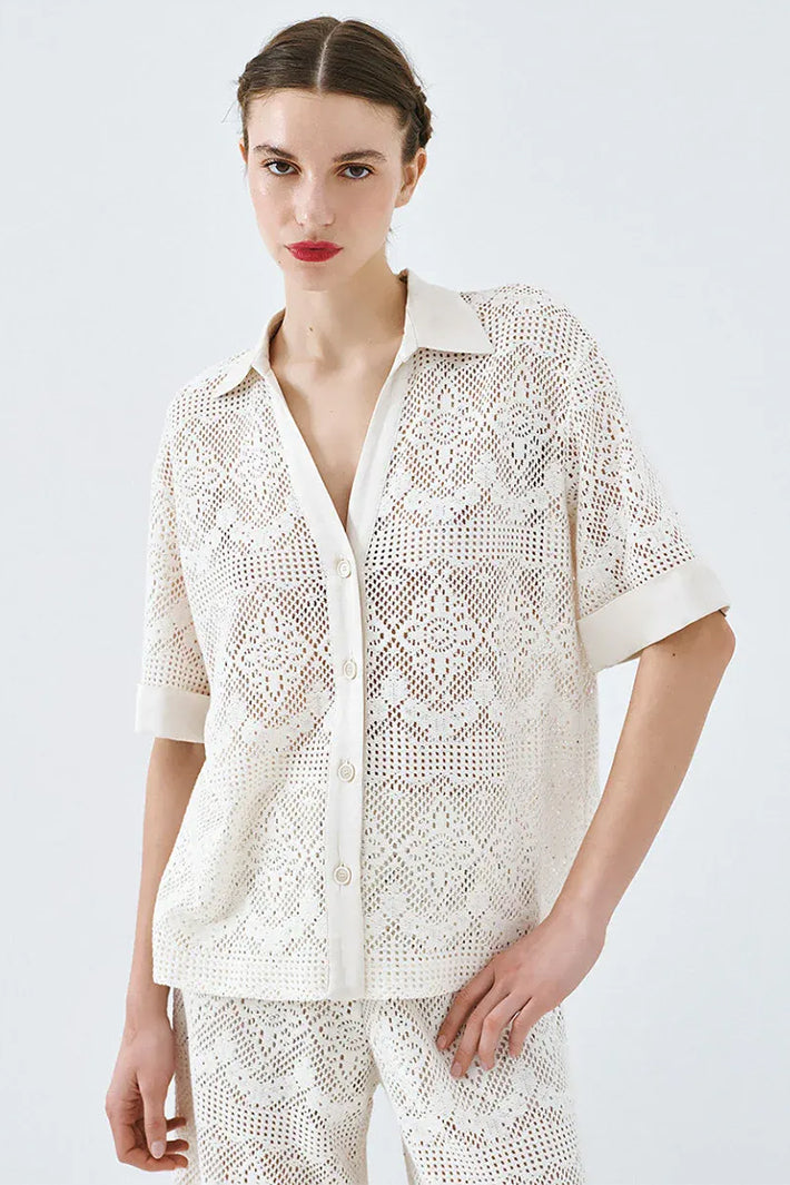 Access 63-7073-202 Vanilla Lace Short Sleeve Shirt
