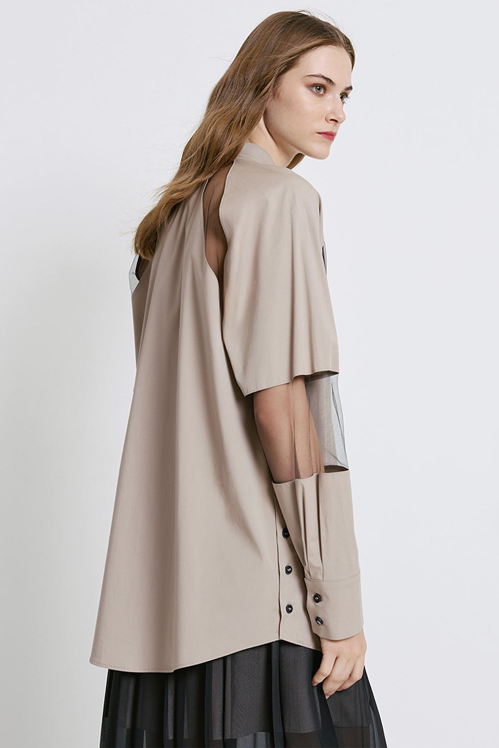 Access Fashion 7039 Beige Cut Out Shirt - Experience Boutique