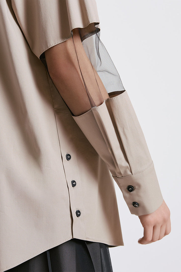 Access Fashion 7039 Beige Cut Out Shirt - Experience Boutique