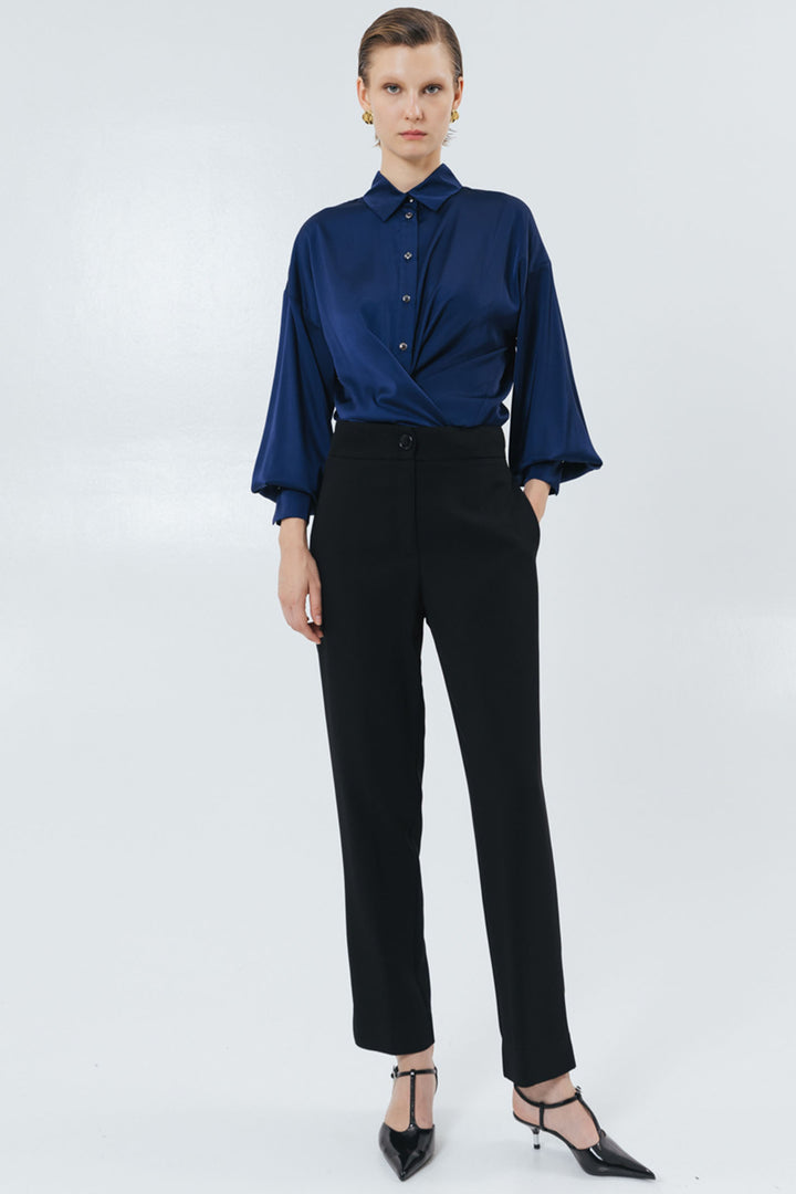 Access Fashion 7055 Blue Satin Shirt - Experience Boutique