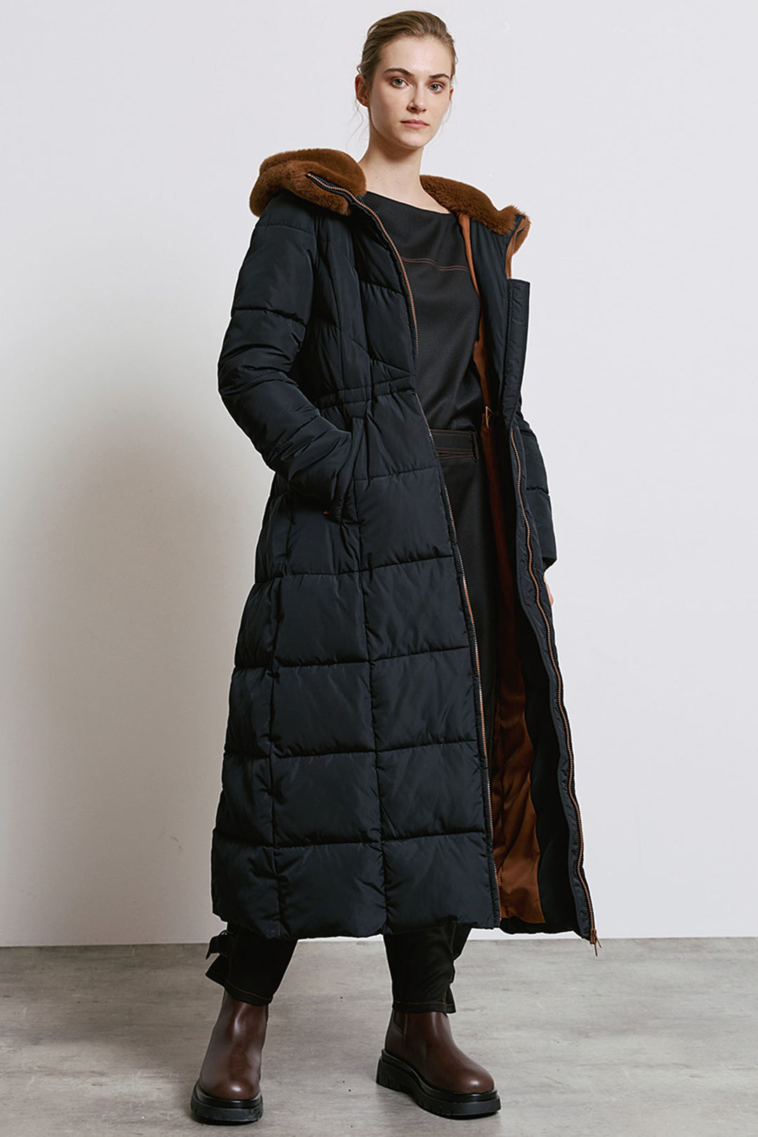 Access Fashion 9101 Black Longline Padded Coat - Experience Boutique
