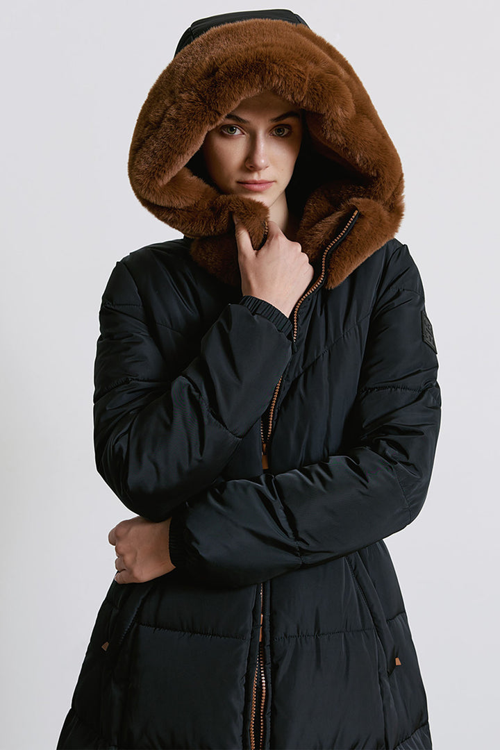 Access Fashion 9101 Black Longline Padded Coat - Experience Boutique