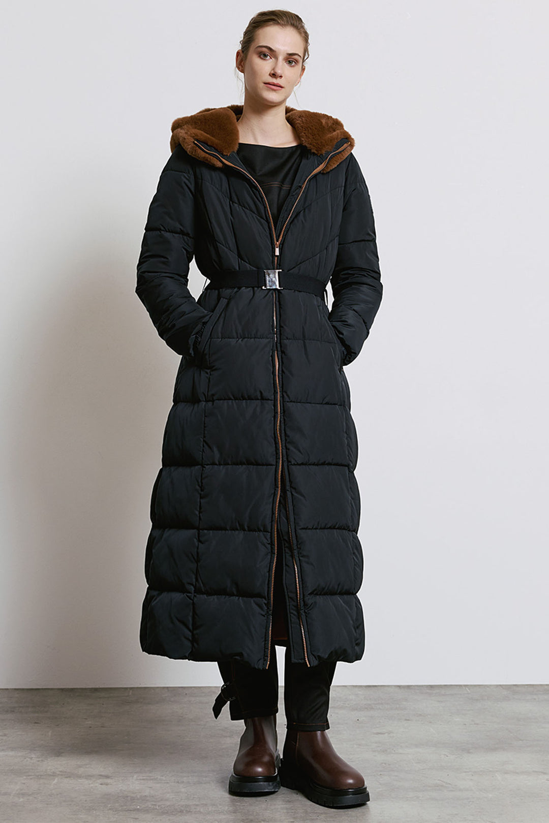 Access Fashion 9101 Black Longline Padded Coat - Experience Boutique