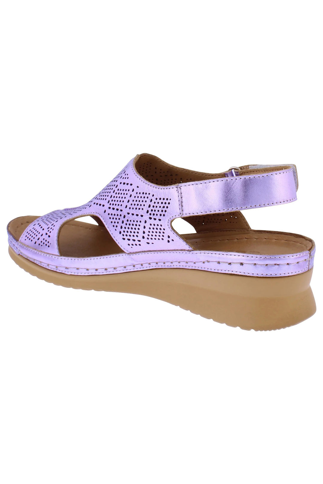 Adesso Aziza Metallic Violet Leather Wedge Sandals