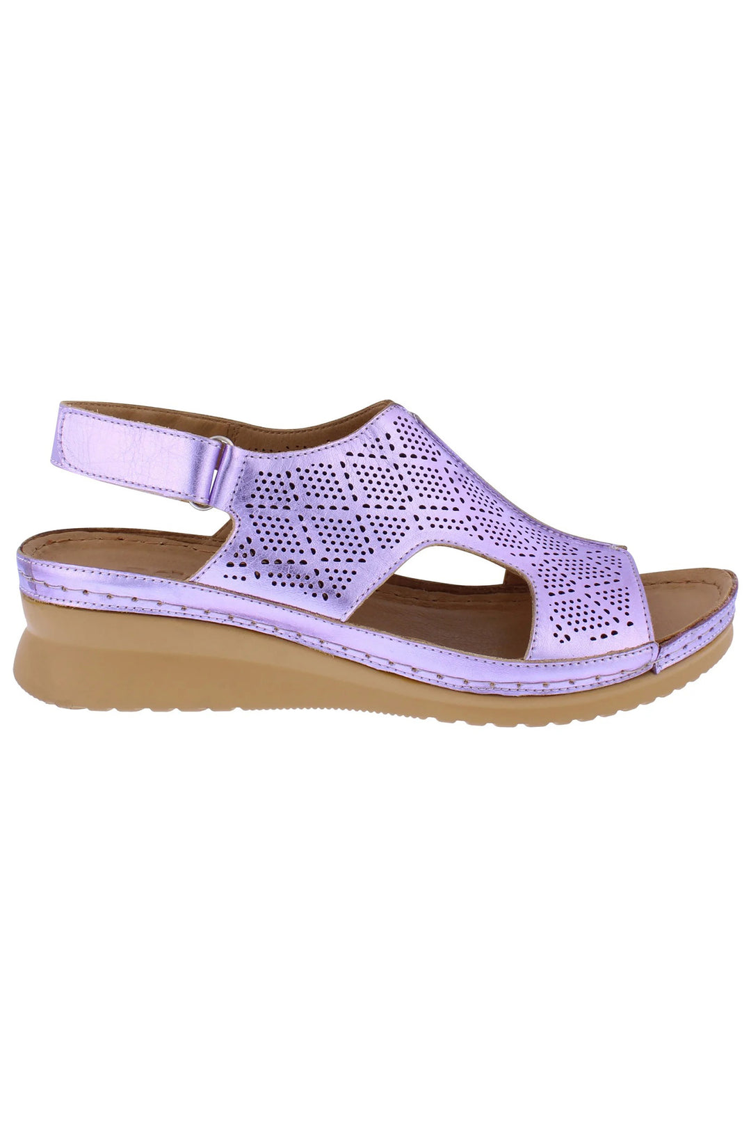 Adesso Aziza Metallic Violet Leather Wedge Sandals