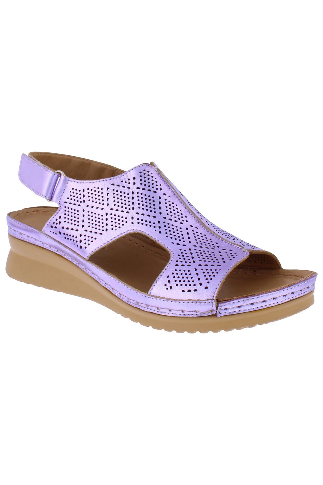 Adesso Aziza Metallic Violet Leather Wedge Sandals