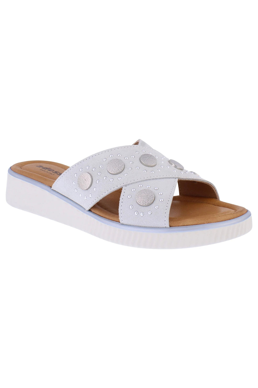 Adesso Eska Ice White Silver Coin Leather Sandal