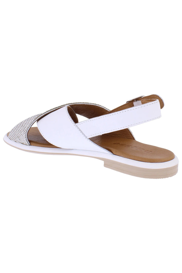 Adesso Rumi White Diamante Leather Sandals