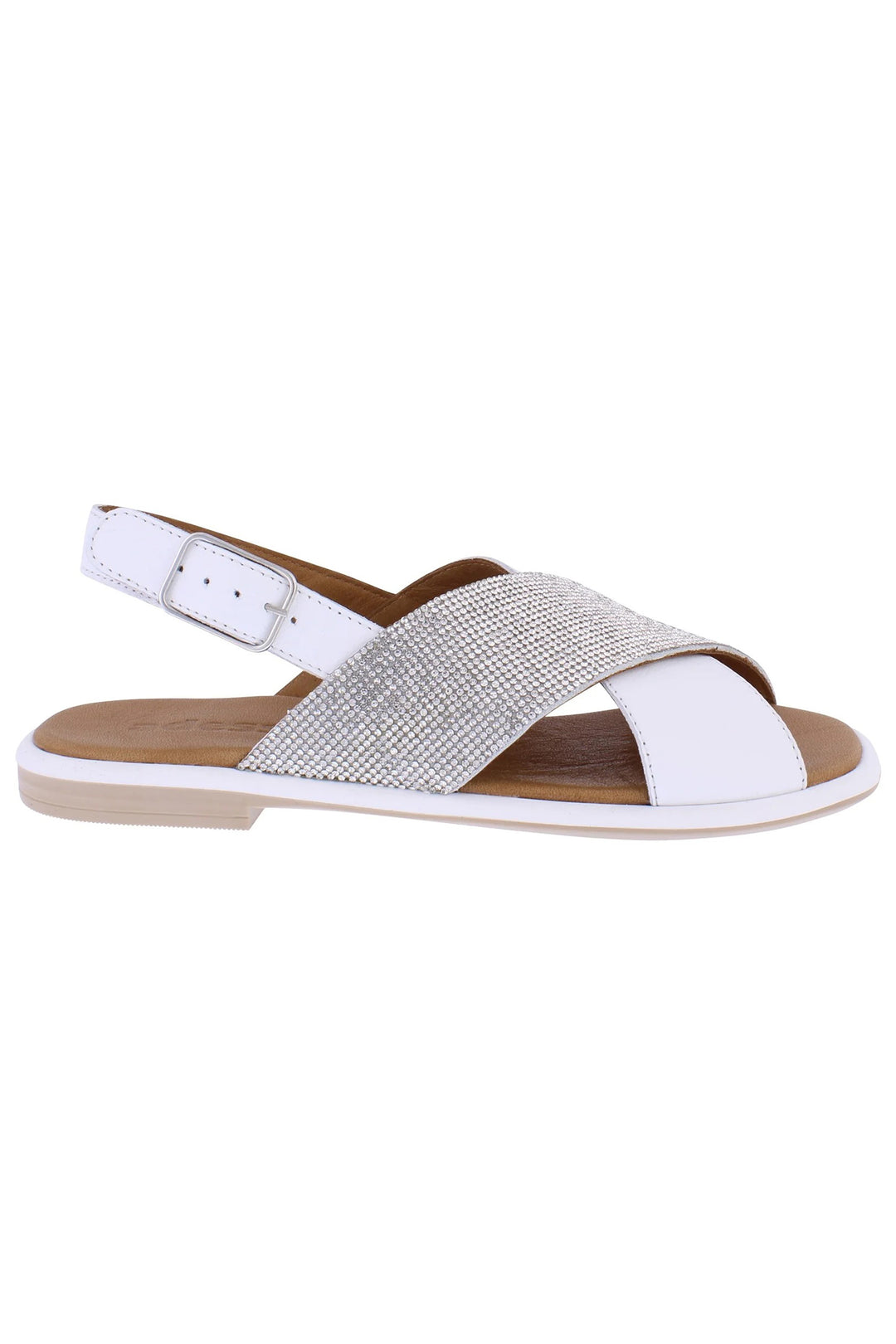 Adesso Rumi White Diamante Leather Sandals