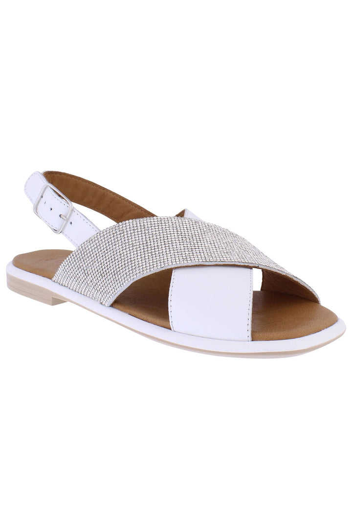 Adesso Rumi White Diamante Leather Sandals