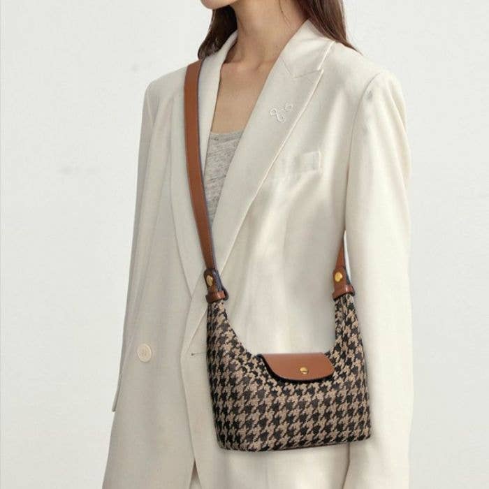 Brown Dogtooth Mini Tote Bag
