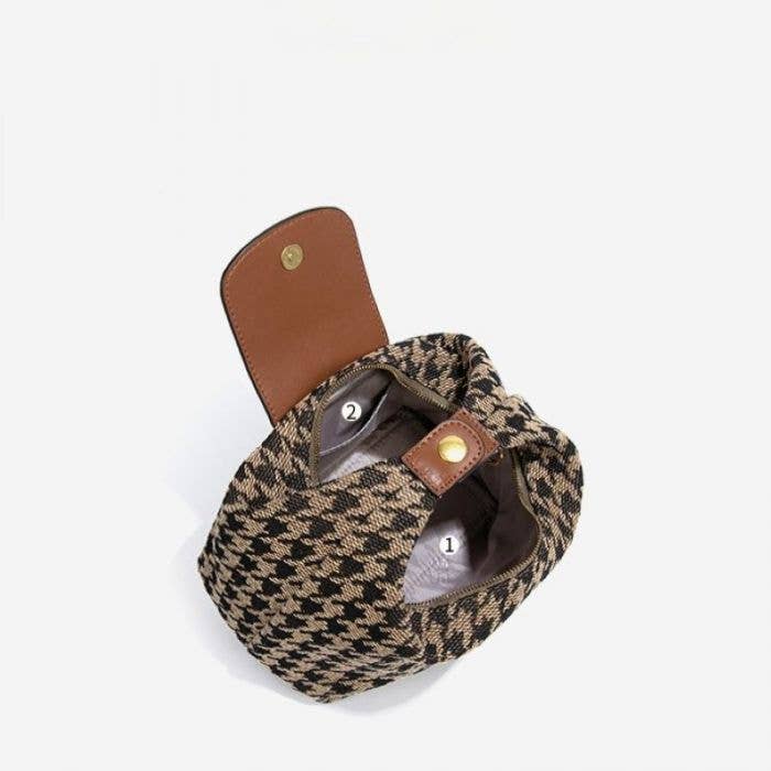 Brown Dogtooth Mini Tote Bag