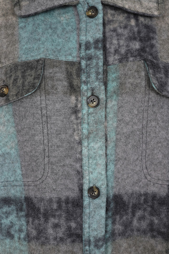 Alice Collins 033A023 Elle Charcoal Check Longline Fleece Jacket - Experience Boutique