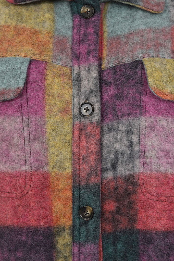 Alice Collins 033A023 Elle Pink Check Longline Fleece Jacket - Experience Boutique