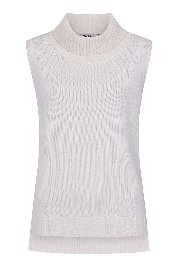 Alice Collins 033A252 Wendy Wild Oat Knitted Polo Tank Top - Experience Boutique
