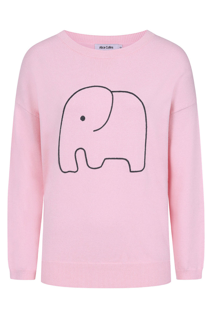 Alice Collins 033A254 Pink Elephant Embroidered Jumper - Experience Boutique