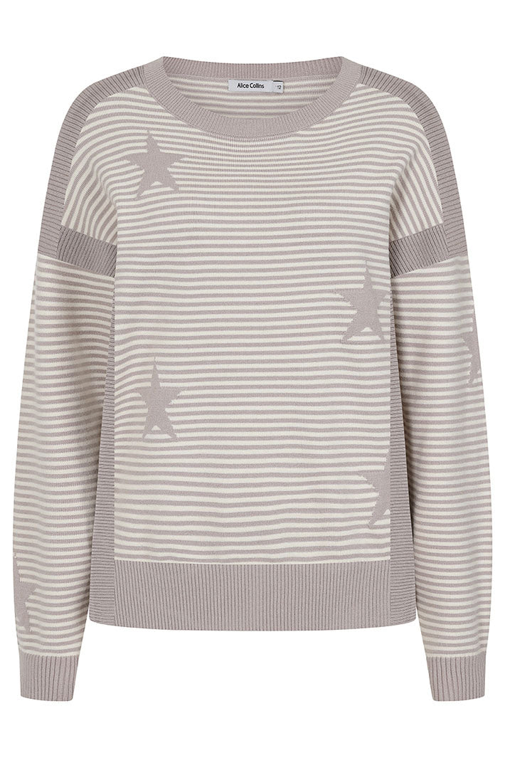Alice Collins 033A278 Una Dove & Wild Oat Star Knit Jumper - Experience Boutique