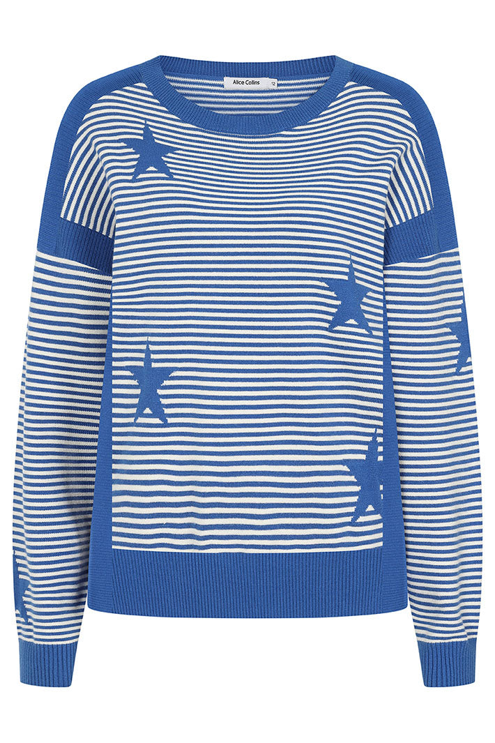 Alice Collins 033A278 Una Fjord & Wild Oat Star Knit Jumper - Experience Boutique