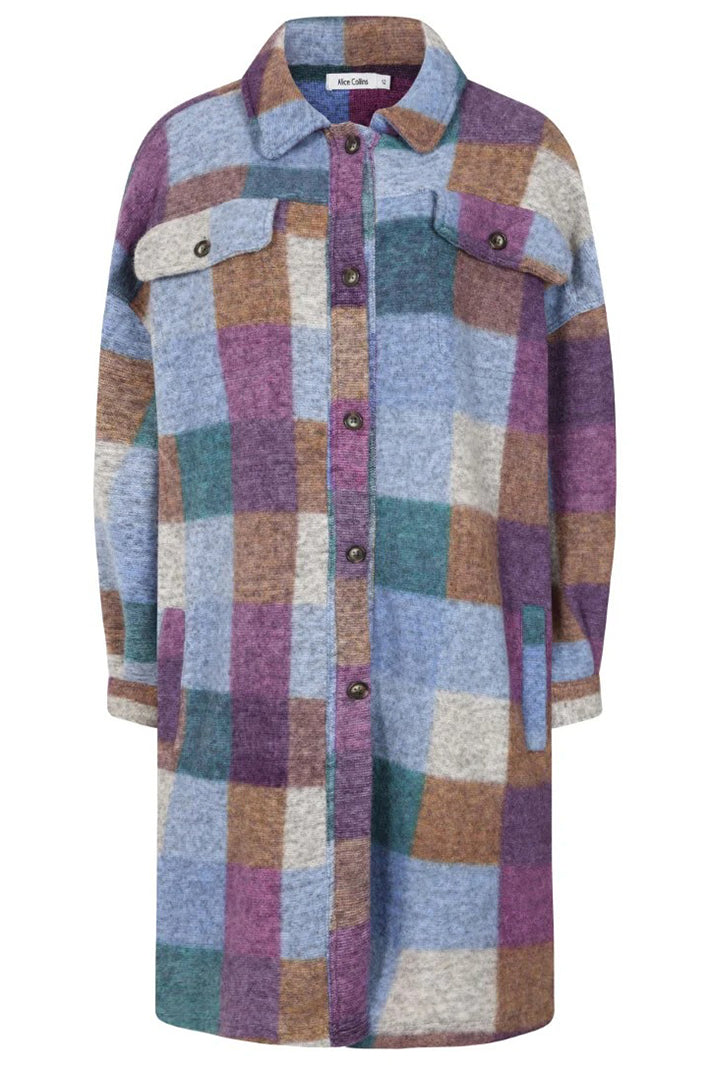 Multicolored checkered coat on a white background