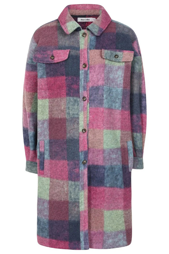 Plaid shirt with colorful pattern on a white background
