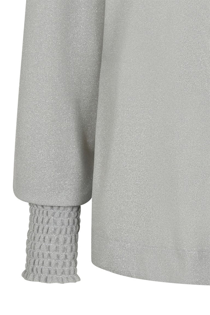 Gray sweater with textured cuffs on a white background